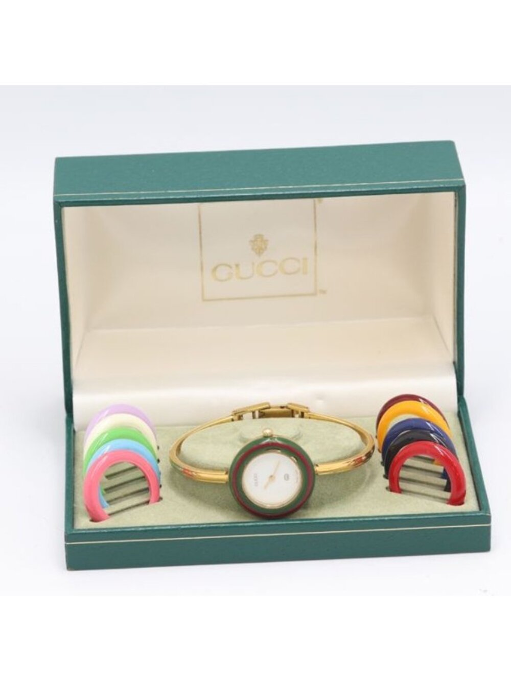 Gucci Box with Bezel Change Watch 11/12 White Dial